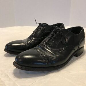 Hanover Men's Black Leather Lace Up Cap Toe Dress‎ Oxford Shoes Size 9 D